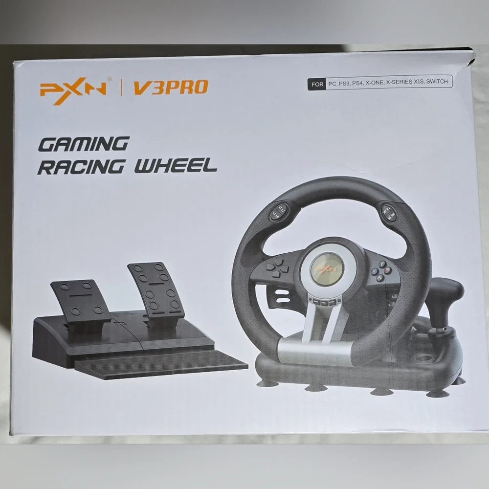 PXN V3Pro Gaming Racing Wheel & Pedals - PC, PS3/4, Switch & Others